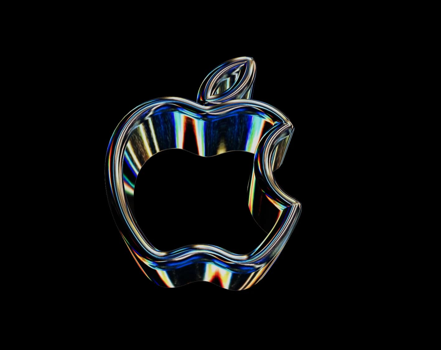 Chrome 3D apple logo made with Chromorph